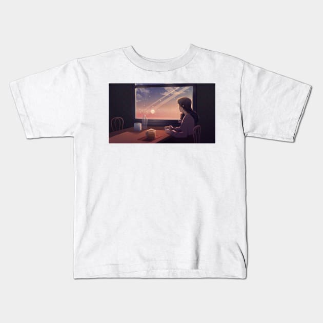 Gazing into the Sunset Kids T-Shirt by yunzhen_ho